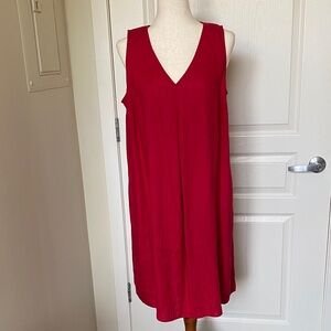 J. Jill Red Linen Midi Dress